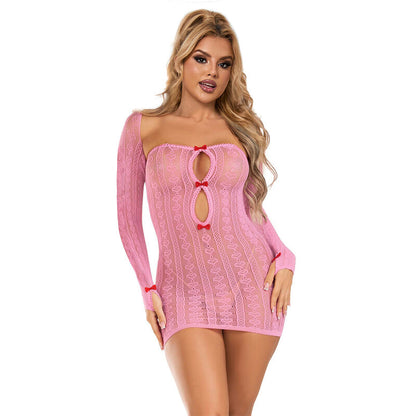 SUBBLIME - 952471 PINK FISHNET DRESS ONE SIZE