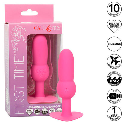 CALEXOTICS - FIRST TIME ANAL PLUG BEADED PROBE 10 VIBRATIONS PINK