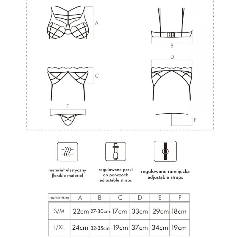 LIVCO CORSETTI FASHION - SOLEDAD LC 20217 BRA + PANTY + GARTER BELT