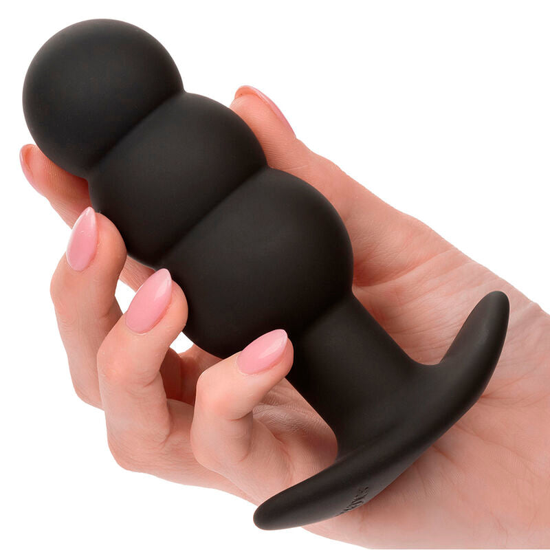 CALEXOTICS - PLUG ANAL À PERLES ROCK BOTTOM 10 VIBRATIONS SILICONE NOIR