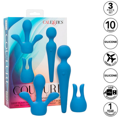 CALEXOTICS - BAGUETTE VIBRANTE COUTURE KIT 10 VIBRATIONS BLEUE