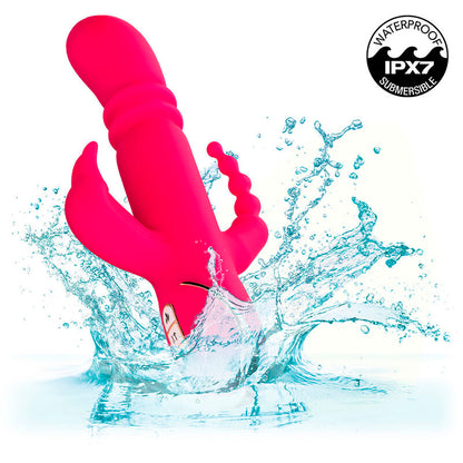 CALEXOTICS - VIBROMASSEUR CHAUFFANT TRIPLE FONCTION LAPIN JACK FANTASY ROSE