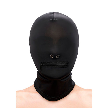 NS NOVELTIES - FETISH & FASHION CLOSED ZIPPERED MOUTH HOOD NYLON BLACK