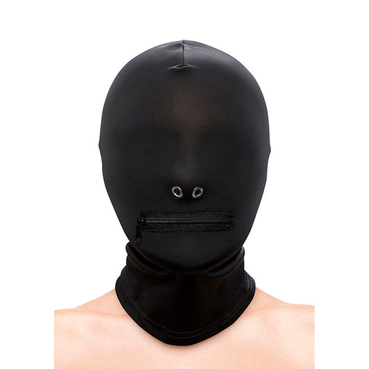NS NOVELTIES - FETISH & FASHION CLOSED ZIPPERED MOUTH HOOD NYLON BLACK