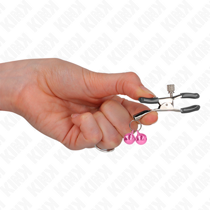KINK - SERRE-TÉTONS DOUBLE CLOCHETTE ROSE 6 CM