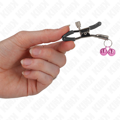KINK - SERRE-TÉTONS DOUBLE CLOCHETTE ROSE 6 CM