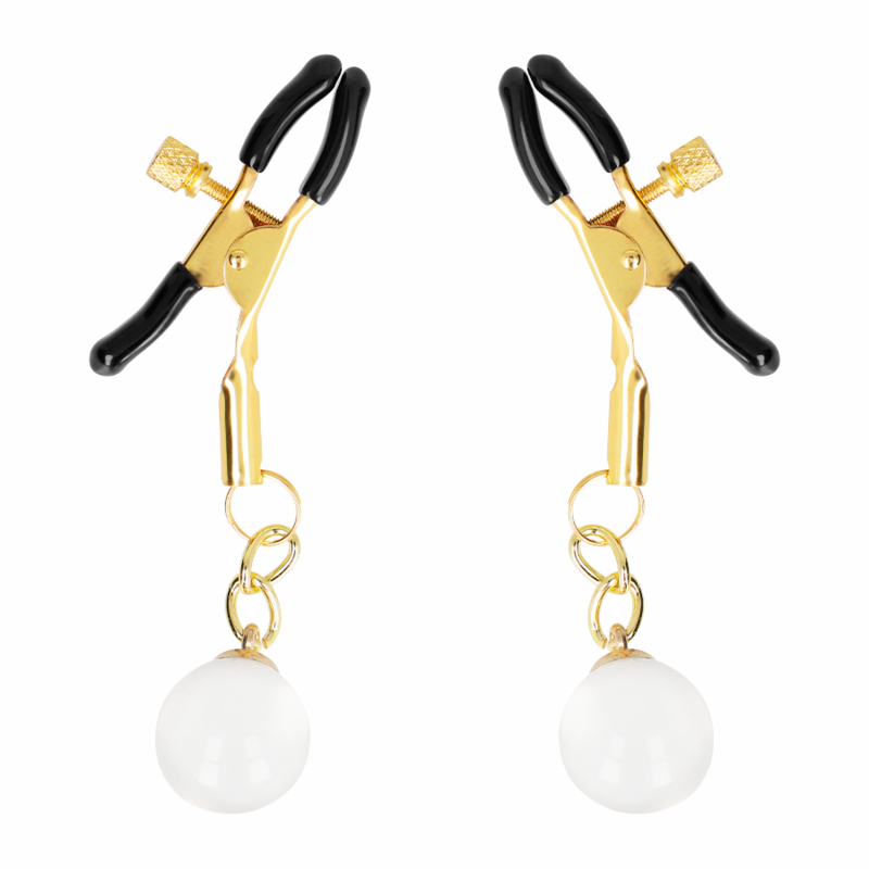 KINK - ABRAZADERAS PARA PEZONES CON CUENTAS DE CRISTAL DORADO 6 CM