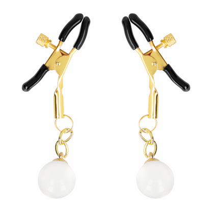 KINK - ABRAZADERAS PARA PEZONES CON CUENTAS DE CRISTAL DORADO 6 CM