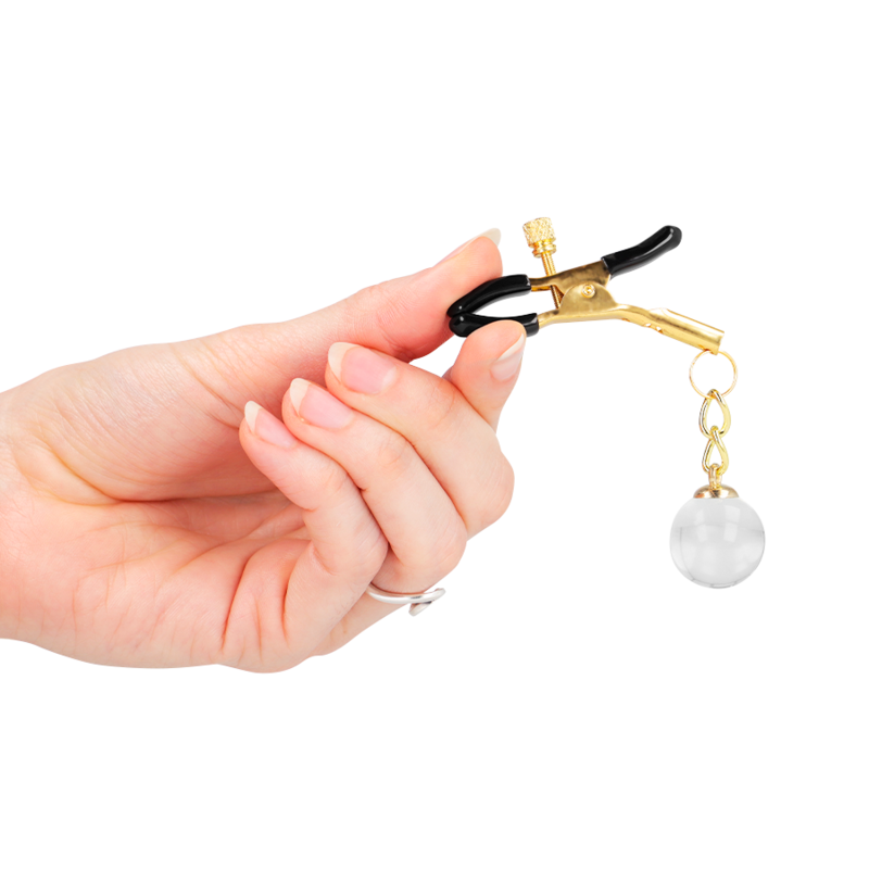 KINK - ABRAZADERAS PARA PEZONES CON CUENTAS DE CRISTAL DORADO 6 CM