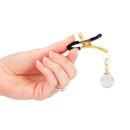 KINK - ABRAZADERAS PARA PEZONES CON CUENTAS DE CRISTAL DORADO 6 CM