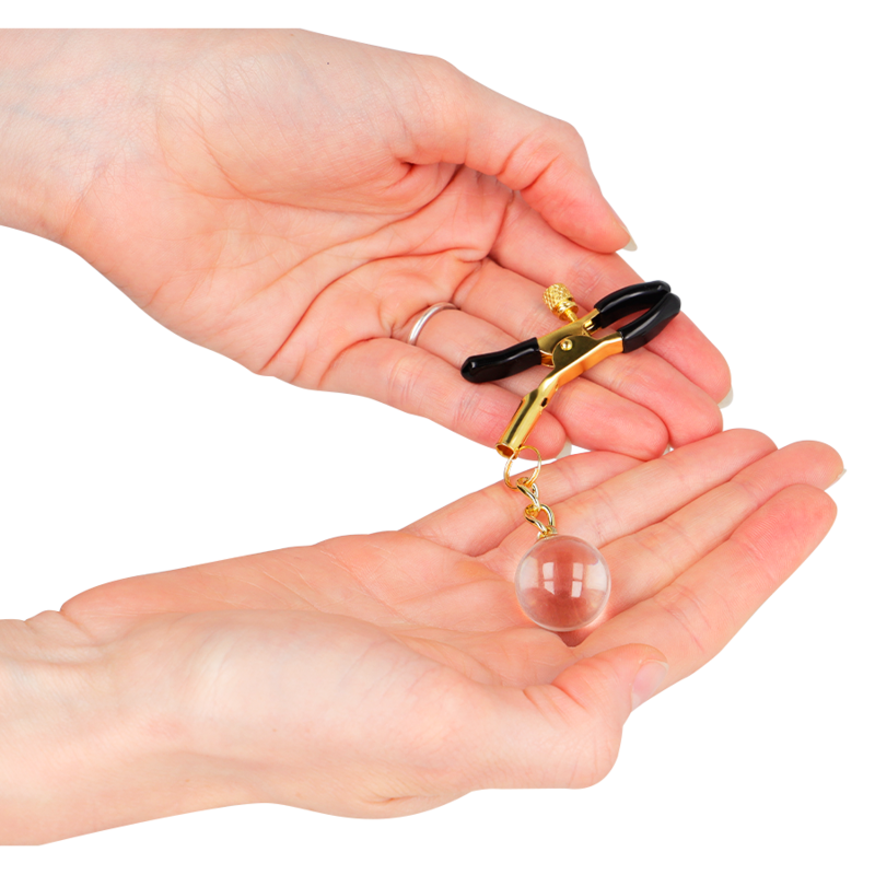 KINK - ABRAZADERAS PARA PEZONES CON CUENTAS DE CRISTAL DORADO 6 CM