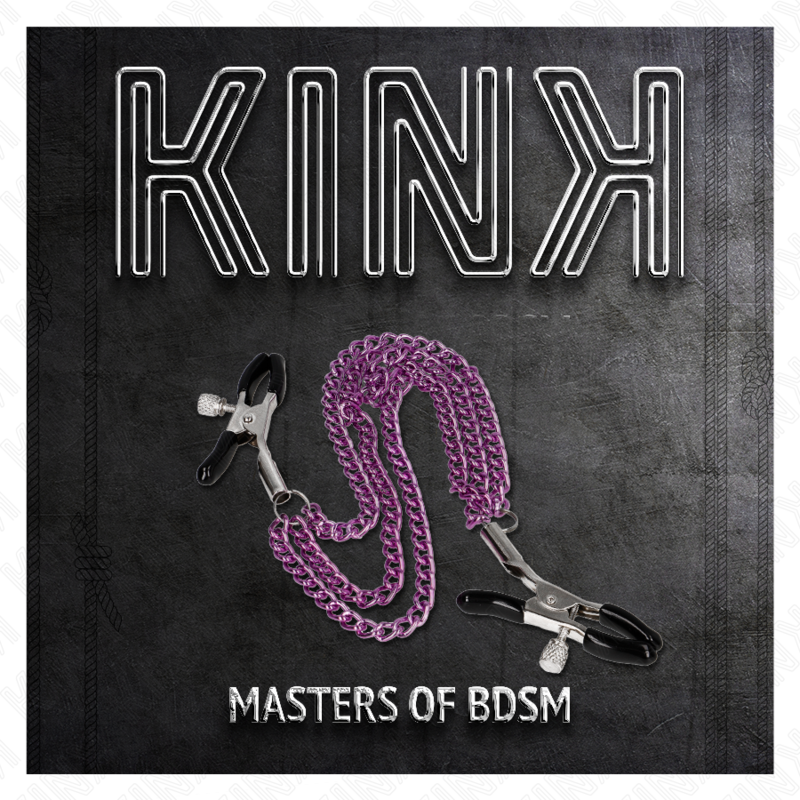 KINK - PINCE-TÉTONS AVEC 3 CHAÎNES VIOLET 20/23/28 CM