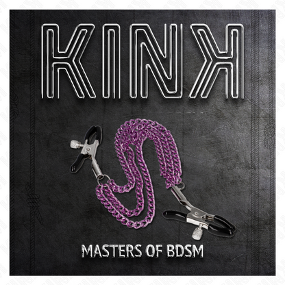 KINK - PINCE-TÉTONS AVEC 3 CHAÎNES VIOLET 20/23/28 CM