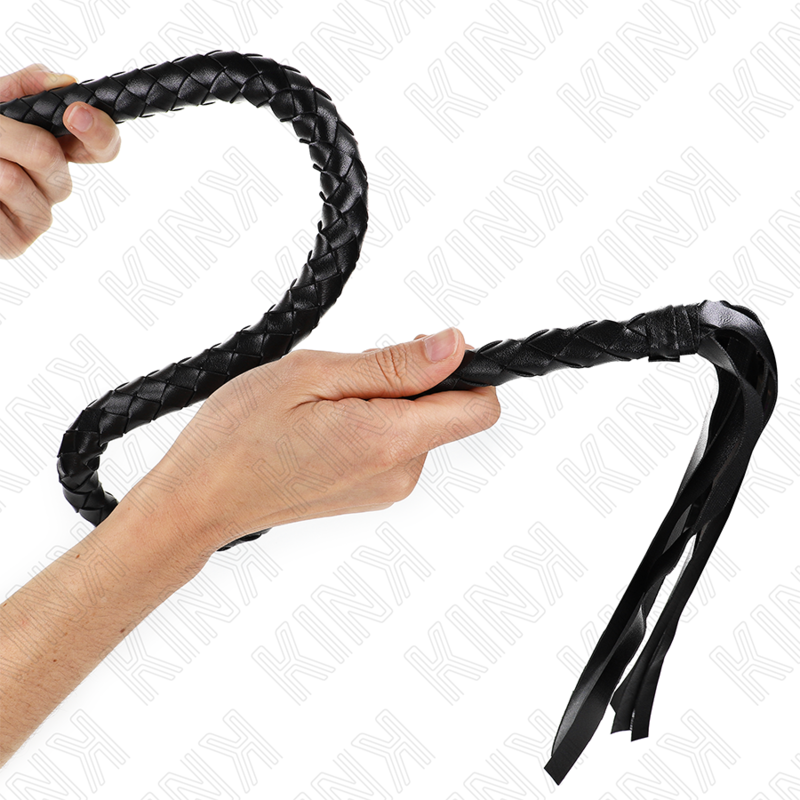KINK - FOUET SERPENT AVEC ANNEAU NOIR POUR LA MAIN 65 CM