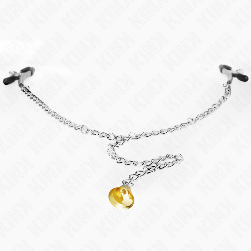 KINK - PINCES À TÉTONS AVEC CHAÎNE ET PENDENTIF CORNE 30 CM