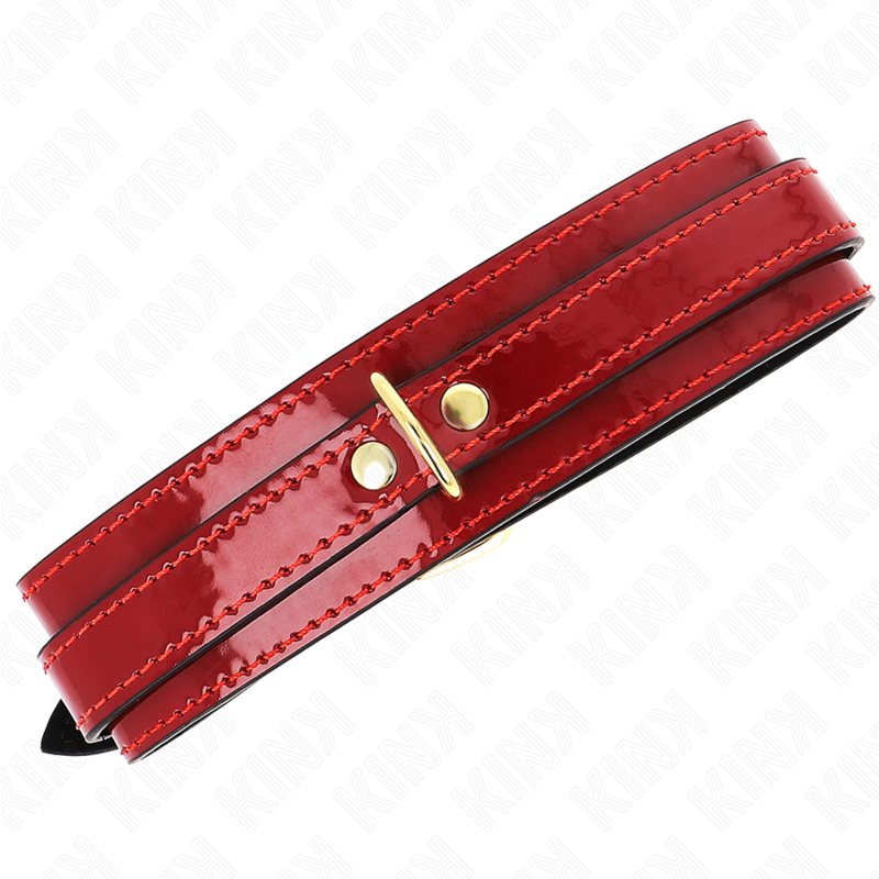KINK - COLLAR AJUSTABLE ROJO VINO CON DETALLES DORADOS 29-42.5 CM X 4 CM