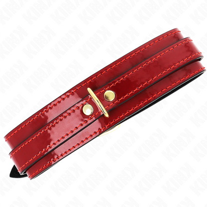 KINK - COLLAR AJUSTABLE ROJO VINO CON DETALLES DORADOS 29-42.5 CM X 4 CM