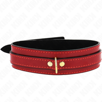 KINK - COLLAR AJUSTABLE ROJO VINO CON DETALLES DORADOS 29-42.5 CM X 4 CM