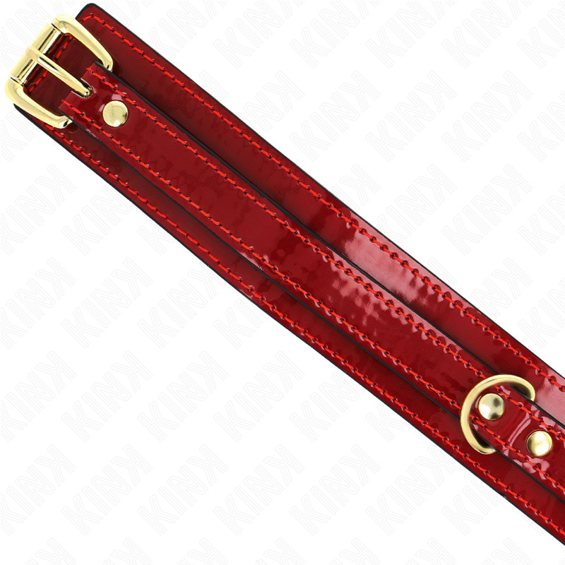 KINK - COLLAR AJUSTABLE ROJO VINO CON DETALLES DORADOS 29-42.5 CM X 4 CM