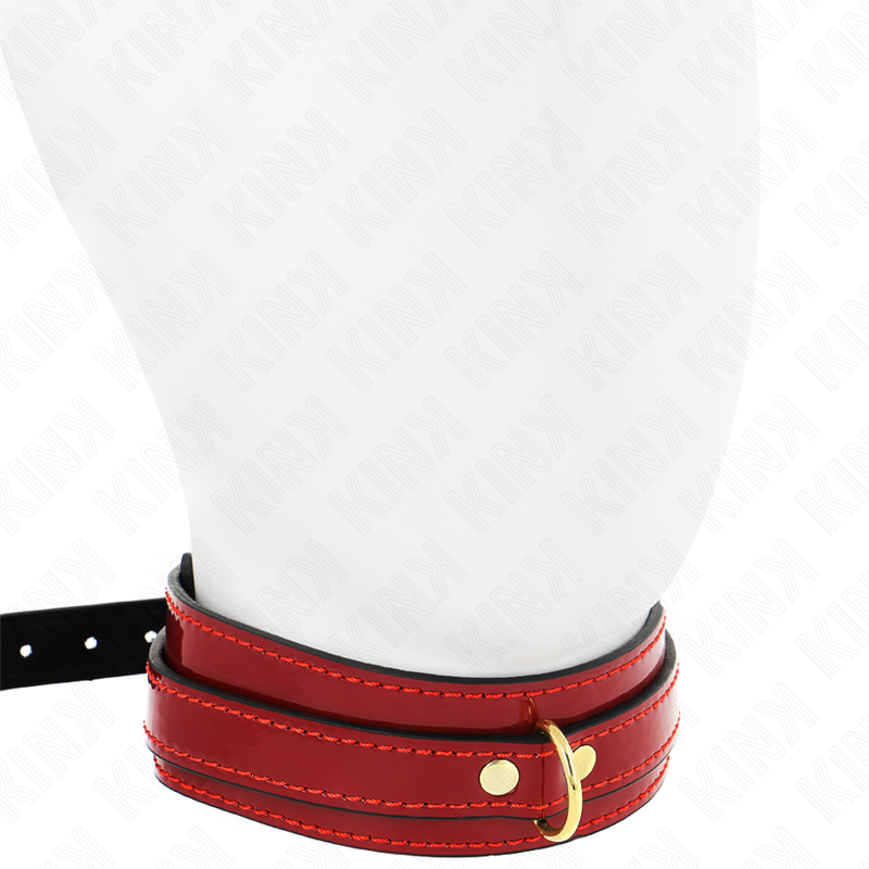 KINK - COLLAR AJUSTABLE ROJO VINO CON DETALLES DORADOS 29-42.5 CM X 4 CM