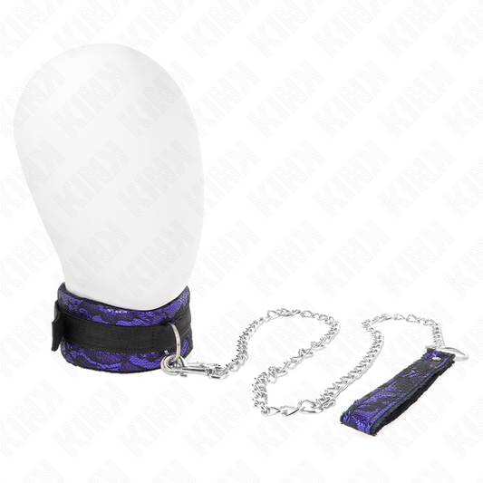 KINK - COURT COLLIER EN DENTELLE VELOURS AVEC CEINTURE 105 CM ET FINITION NYLON 44 X 5,5 CM