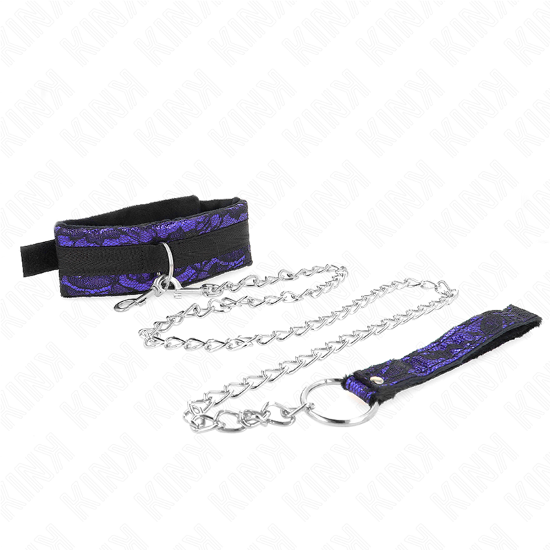 KINK - COURT COLLIER EN DENTELLE VELOURS AVEC CEINTURE 105 CM ET FINITION NYLON 44 X 5,5 CM
