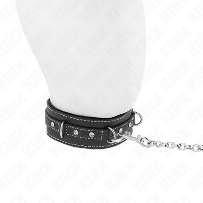KINK - COLLAR DE CUERO PVC CON CINTURÓN DE 105 CM Y REMACHE DE ESTRÁS 41.5 X 4 CM