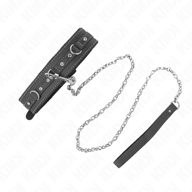 KINK - COLLAR DE CUERO PVC CON CINTURÓN DE 105 CM Y REMACHE DE ESTRÁS 41.5 X 4 CM
