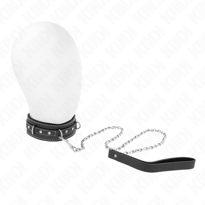 KINK - COLLAR DE CUERO PVC CON CINTURÓN DE 105 CM Y REMACHE DE ESTRÁS 41.5 X 4 CM