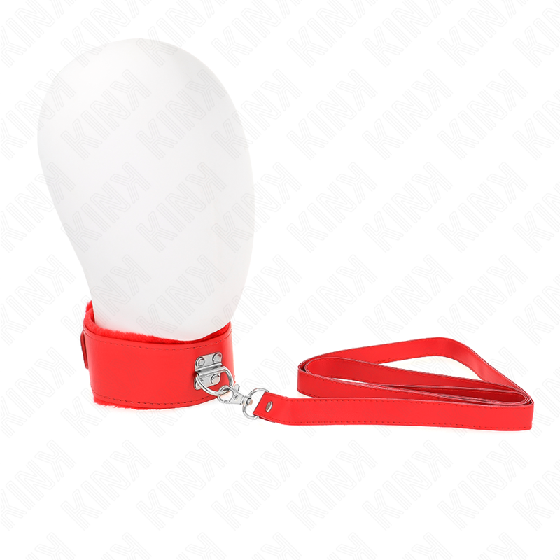 KINK - COLLAR CON CORREA DE 116 CM CON TACHUELAS PLATEADAS MODELO 4 ROJO AJUSTABLE 40-48 CM X 6 CM