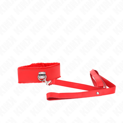 KINK - COLLAR CON CORREA DE 116 CM CON TACHUELAS PLATEADAS MODELO 4 ROJO AJUSTABLE 40-48 CM X 6 CM