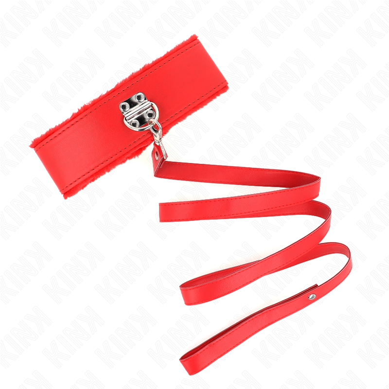 KINK - COLLAR CON CORREA DE 116 CM CON TACHUELAS PLATEADAS MODELO 4 ROJO AJUSTABLE 40-48 CM X 6 CM