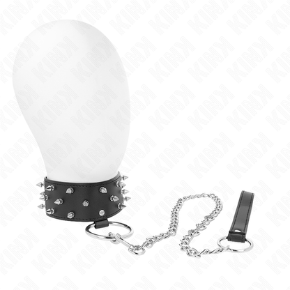 KINK - COLLIER AVEC LAISSE 65 CM CLOUS ARGENTÉS MODÈLE 5 AJUSTABLE 36-43 CM X 5 CM