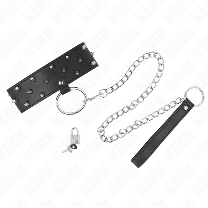 KINK - COLLIER AVEC LAISSE 65 CM CLOUS ARGENTÉS MODÈLE 5 AJUSTABLE 36-43 CM X 5 CM