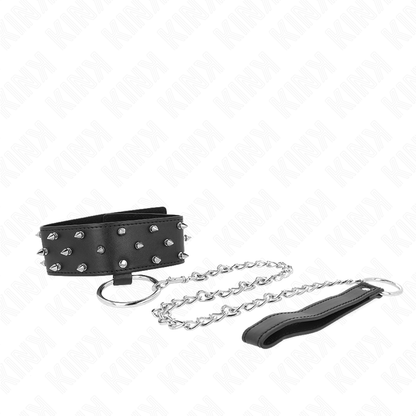 KINK - COLLIER AVEC LAISSE 65 CM CLOUS ARGENTÉS MODÈLE 5 AJUSTABLE 36-43 CM X 5 CM