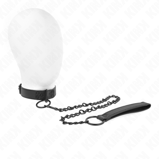 KINK - COLLIER AVEC LAISSE SOMBRE 65 CM RÉGLABLE 37-54 CM X 3 CM