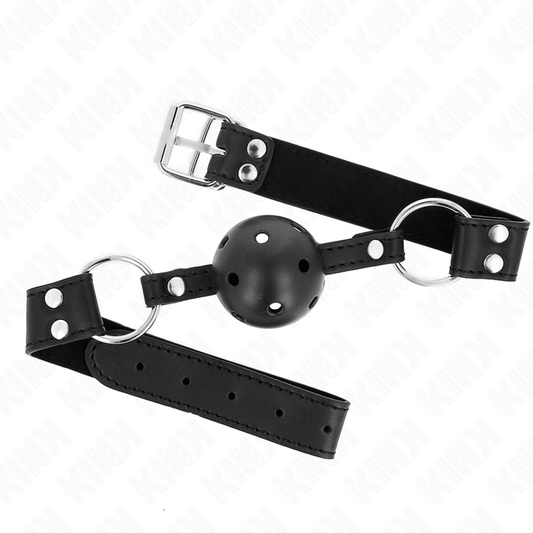 KINK - BAILLON SPHÉRIQUE RESPIRANT 4 CM AVEC DOUBLE RIVET MODÈLE 1 NOIR 62,5 x 2,5 CM RÉGLABLE 42-58 CM