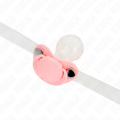 KINK - MORDAZA EN FORMA DE CHUPETE ROSA 5.5 x 4 CM AJUSTABLE 43-60 CM