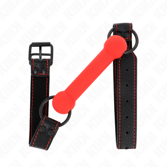 KINK - BAILLON OS AVEC SANGLE EN SIMILI-CUIR ROUGE RÉGLABLE 41-57 CM