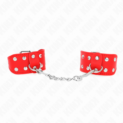 KINK - BRACELETS DE FORCE À DOUBLE RANGÉE DE CLOUS RÉGLABLES ROUGE