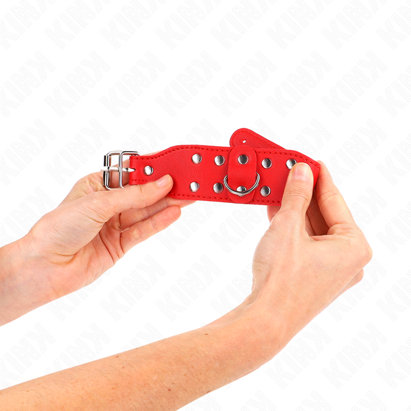 KINK - BRACELETS DE FORCE À DOUBLE RANGÉE DE CLOUS RÉGLABLES ROUGE