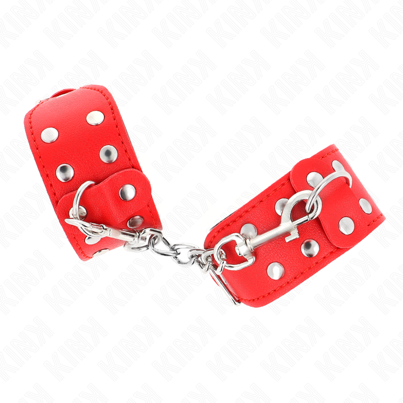 KINK - BRACELETS DE FORCE À DOUBLE RANGÉE DE CLOUS RÉGLABLES ROUGE