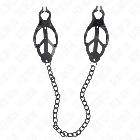 KINK - PINZAS PARA PEZONES CON CADENA JAPONESAS DE TRÉBOL NEGRAS 30 CM