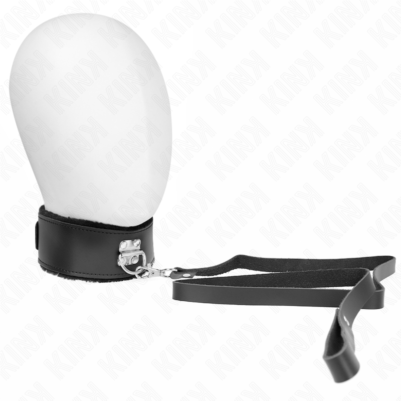 KINK - COLLAR CON CORREA DE 116 CM CON TIRA DE CUERO NEGRO AJUSTABLE DE 40-48 CM X 6 CM