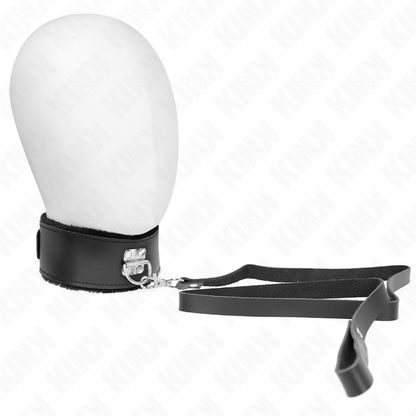 KINK - COLLAR CON CORREA DE 116 CM CON TIRA DE CUERO NEGRO AJUSTABLE DE 40-48 CM X 6 CM