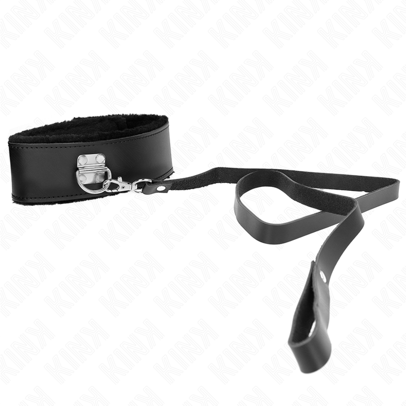 KINK - COLLAR CON CORREA DE 116 CM CON TIRA DE CUERO NEGRO AJUSTABLE DE 40-48 CM X 6 CM