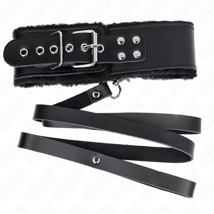 KINK - COLLAR CON CORREA DE 116 CM CON TIRA DE CUERO NEGRO AJUSTABLE DE 40-48 CM X 6 CM