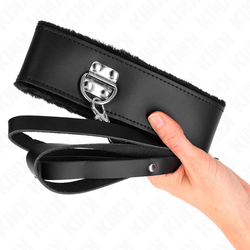 KINK - COLLAR CON CORREA DE 116 CM CON TIRA DE CUERO NEGRO AJUSTABLE DE 40-48 CM X 6 CM