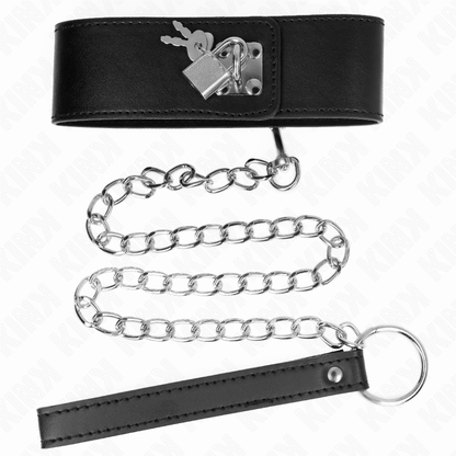 KINK - COLLIER AVEC CEINTURE 65 CM AVEC LARGE SANGLE NOIRE AJUSTABLE 33,5-41 CM X 5 CM
