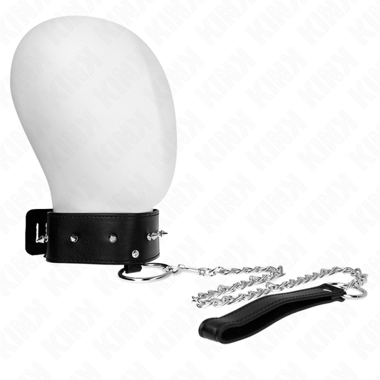 KINK - COLLIER 65 CM AVEC LAISSE CLOUS ARGENT MODÈLE 2 RÉGLABLE 36-43 CM X 5 CM
